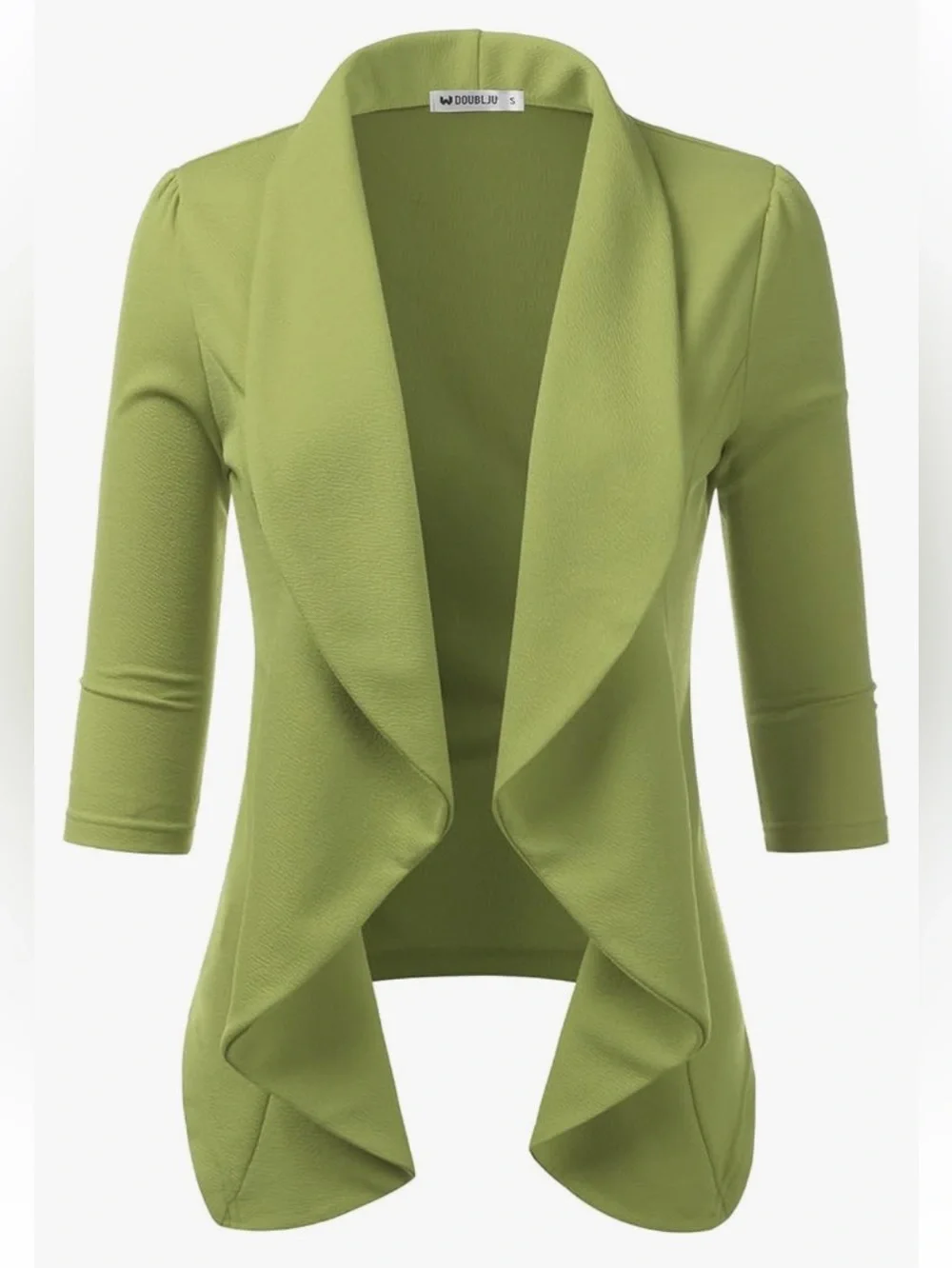 NWT Doublju Olive Green Draped Open-Front Cardigan - Picture 2 of 13